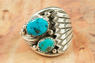 Genuine Sleeping Beauty Turquoise set in Sterling Silver. The Sleeping Beauty Turquoise mine is located in Gila County, Arizona. Created by Navajo Artist Freddy Charley.